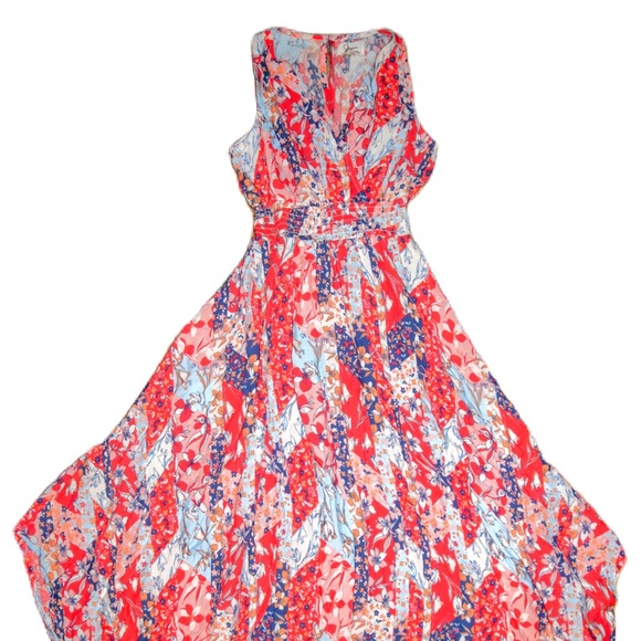 SOLD • Japna Floral Handkerchief Hem Sleeveless Floral Maxi Dress XS - Picture 3 of 7